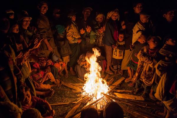Photograph John Lund Burmese Tribal Fire on One Eyeland