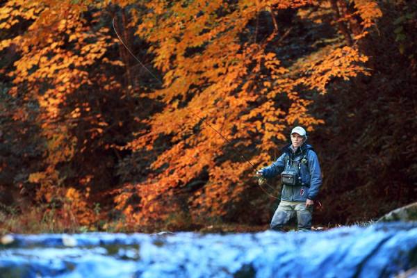 Photograph Chip Henderson Fall Fly Fisherman on One Eyeland