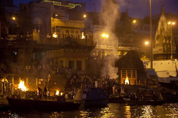 Photograph John Lund Funeral Pyres Ganges on One Eyeland