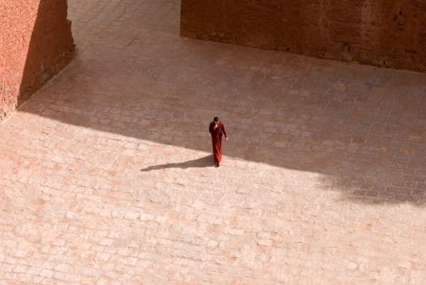 Photograph Nancy Brown Monk Fom Above In Tibet on One Eyeland