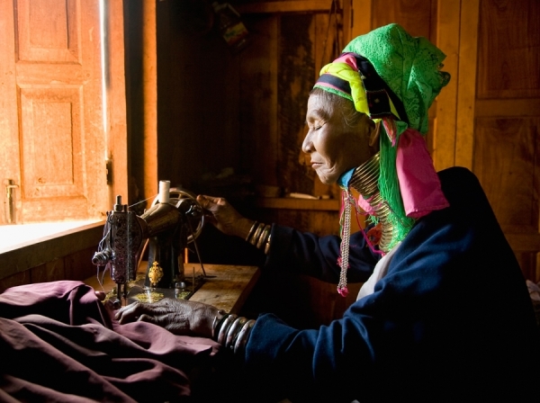 Photograph John Lund Padueng Woman Sewing on One Eyeland