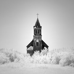 Prairie Church in Infrared-Marc Koegel-silver-black_and_white-4539