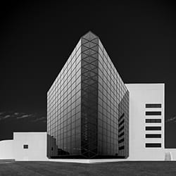 JFK Library from the Bay-David Fonda-finalist-black_and_white-12468