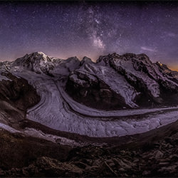 Magic of night over the Monte Rosa mountain ridge-Peter Svoboda-bronze-landscape-2124