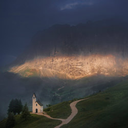 Tiny chapel in the Dolomites-Ales Krivec-bronze-landscape-3380