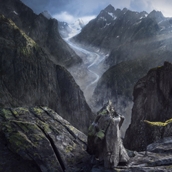 Fiesch glacier-Léonard Monney-bronze-landscape-10236