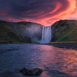 Encounter at Skógafoss-Daniel Laan-silver-landscape-17824