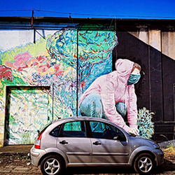 Woman from mural cleaning the car-Dariusz Wiza-silver-mobile-16678
