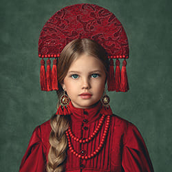 Mädchen in Rot-Elena Mikhailova-Silber-Porträt-11610