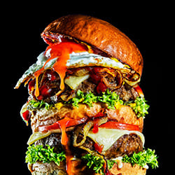 Mega Burger Stack with Runny Egg-Karen Thomas-bronze-women-11824